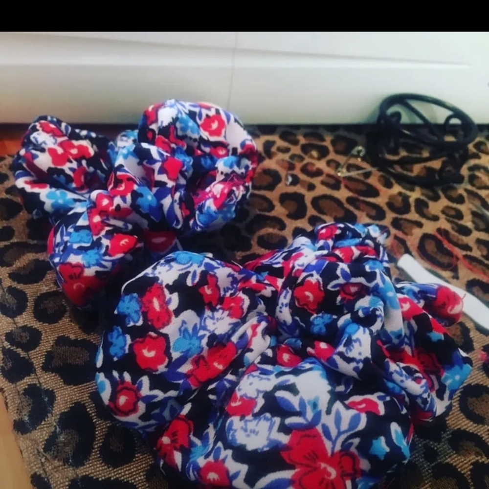 Colorful Floral Hair Scrunchies for Kids